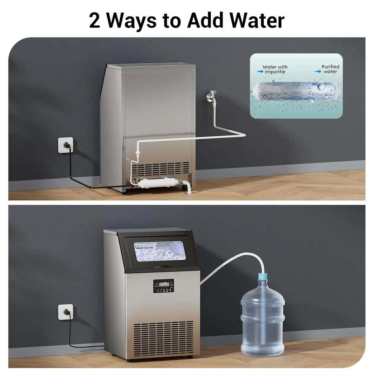 SHICUO Commercial Ice Maker Produces 160 Pounds Full Cube Daily