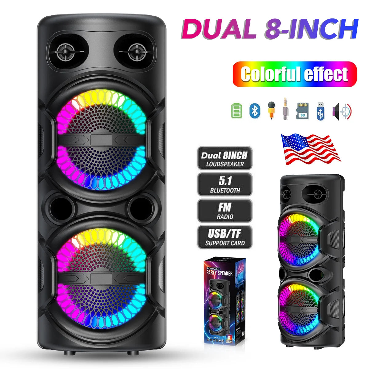 CURUK Portable Bluetooth Party Speaker With Heavy Bass Karaoke