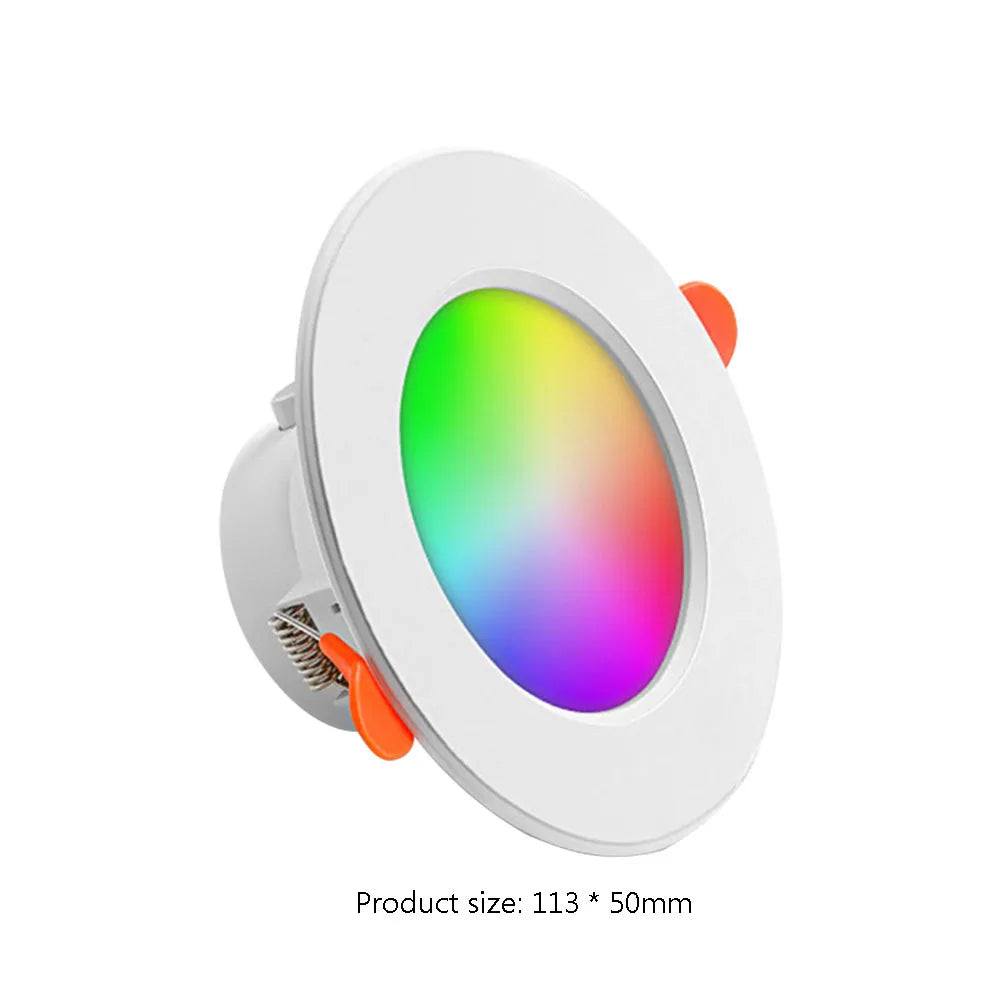 10W RGB Smart Spotlight Bluetooth-Compatible Recessed Ceiling Lamp Dimmable Recessed Down Light 2700K-6500K for Home Lighting