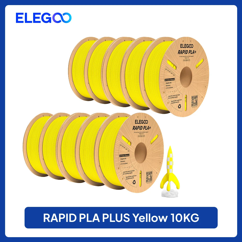 ELEGOO Rapid PLA Plus Filament 1.75mm, 3D Printer Filament for 30-600 MM/s High Speed Printing, 4 Pack 1kg Spool(2.2lbs)