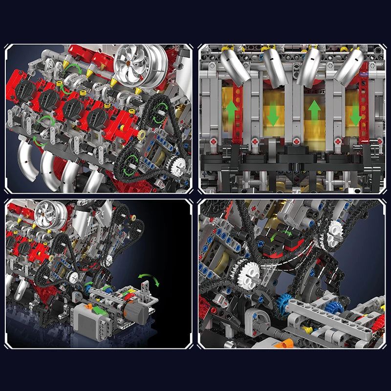 Mould King F488 Supercar V8 Engine Building Block Set