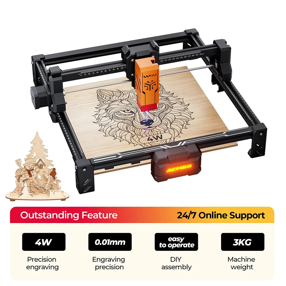 Acmer S2 Laser Engraver Cnc Cutting Machine Wood Leather