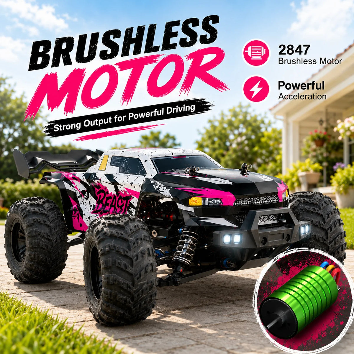 Znlyrion RC Off Road Monster 4WD Truck With LED Headlights