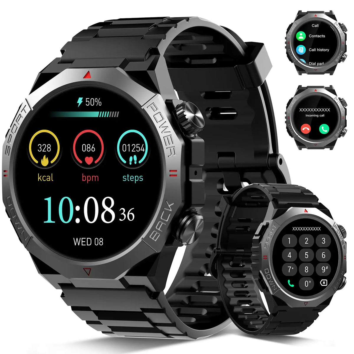 IP68 Military Smartwatch With Bluetooth Calling Heart Rate Sports Tracking