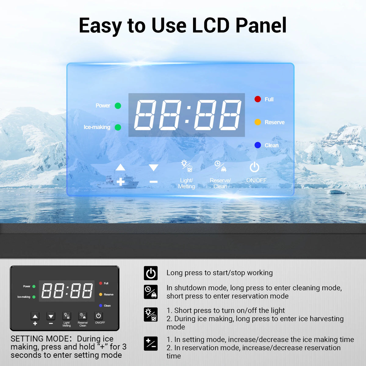 SHICUO Commercial Ice Maker Produces 160 Pounds Full Cube Daily