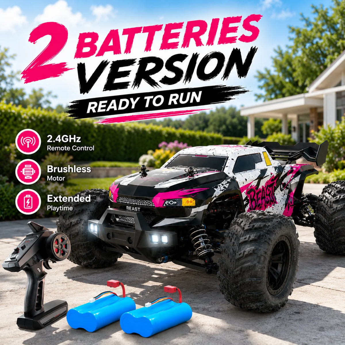 Znlyrion RC Off Road Monster 4WD Truck With LED Headlights