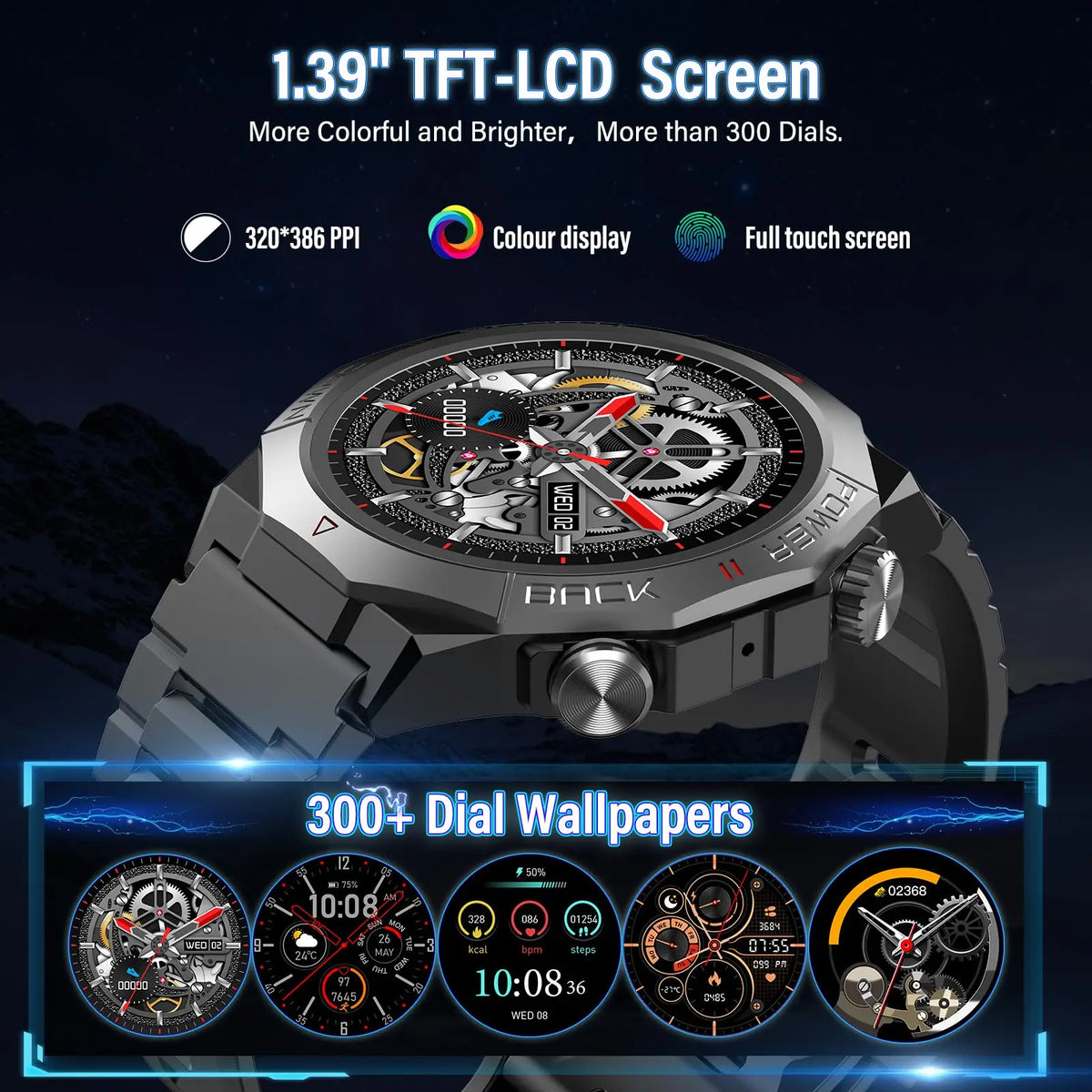 IP68 Military Smartwatch With Bluetooth Calling Heart Rate Sports Tracking