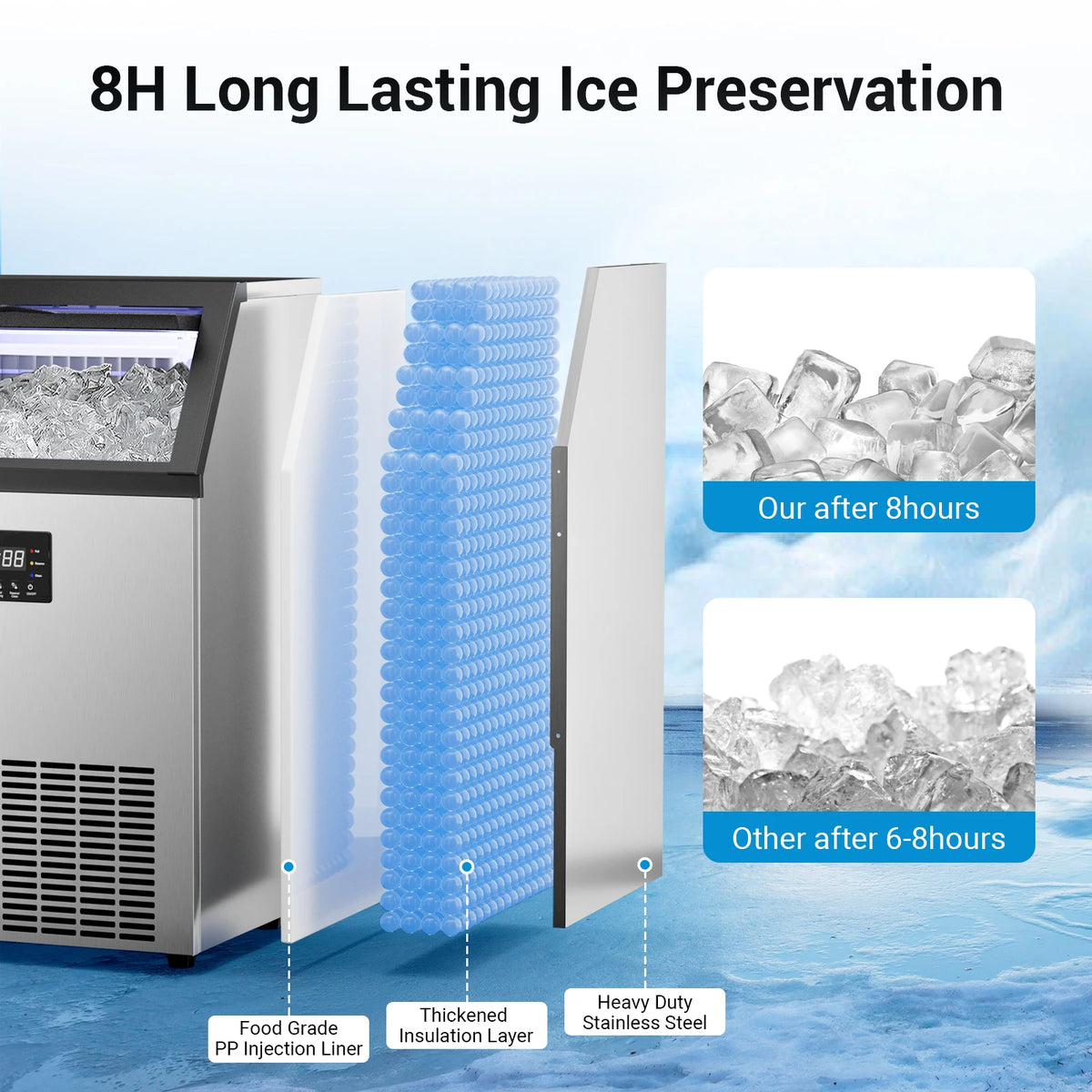 SHICUO Commercial Ice Maker Produces 160 Pounds Full Cube Daily