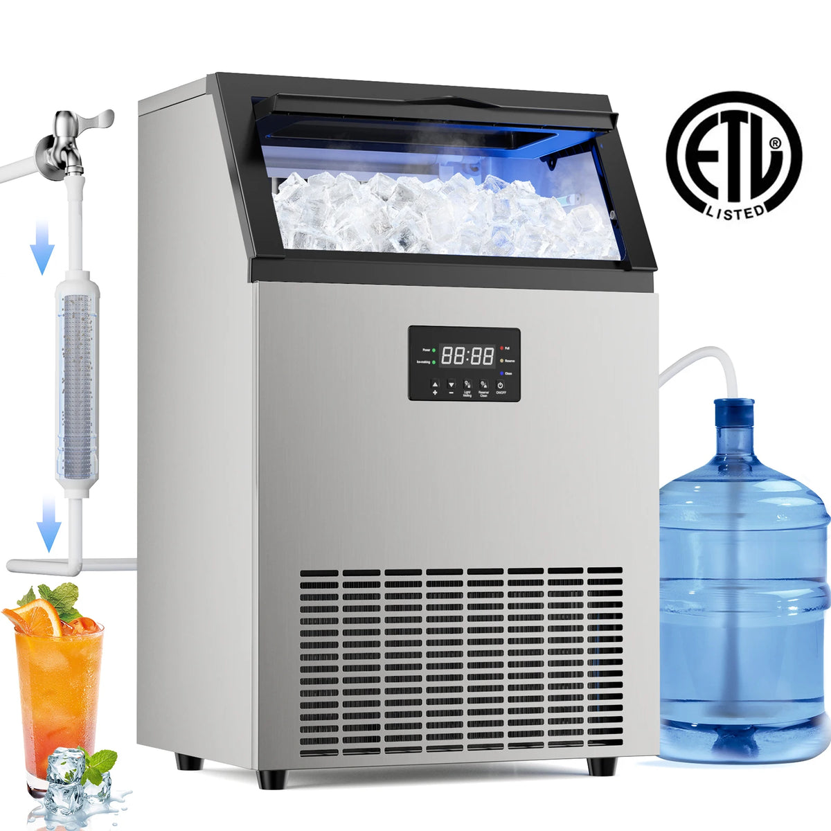 SHICUO Commercial Ice Maker Produces 160 Pounds Full Cube Daily