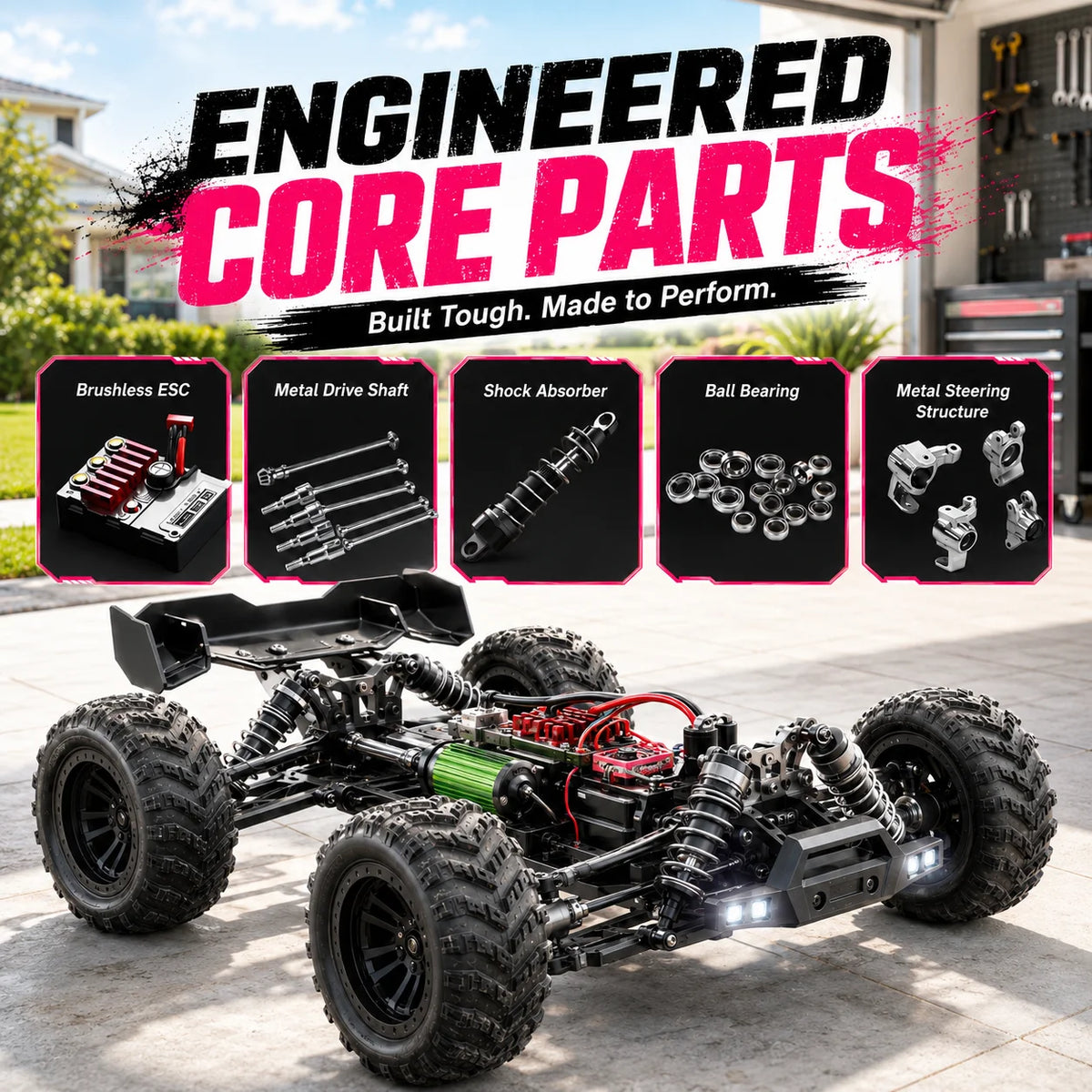 Znlyrion RC Off Road Monster 4WD Truck With LED Headlights
