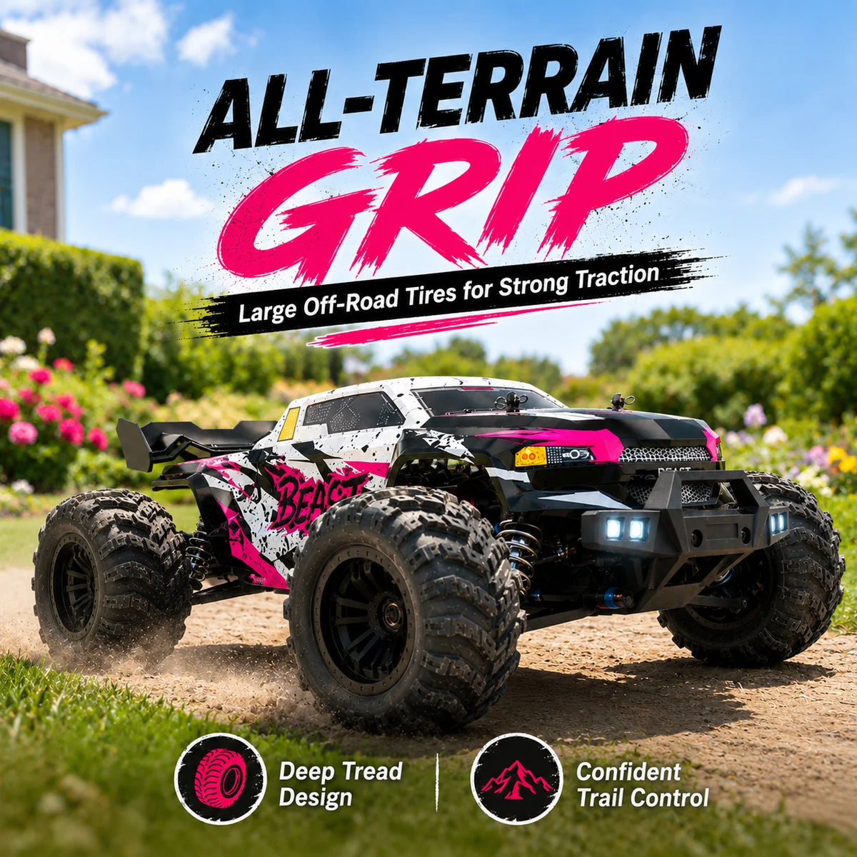 Znlyrion RC Off Road Monster 4WD Truck With LED Headlights