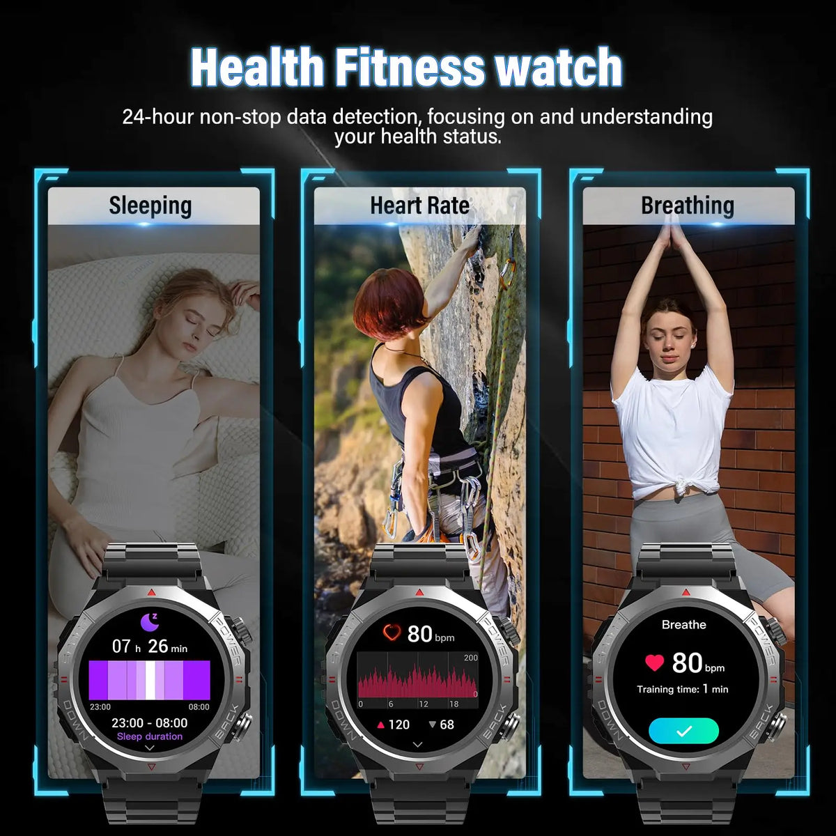 IP68 Military Smartwatch With Bluetooth Calling Heart Rate Sports Tracking