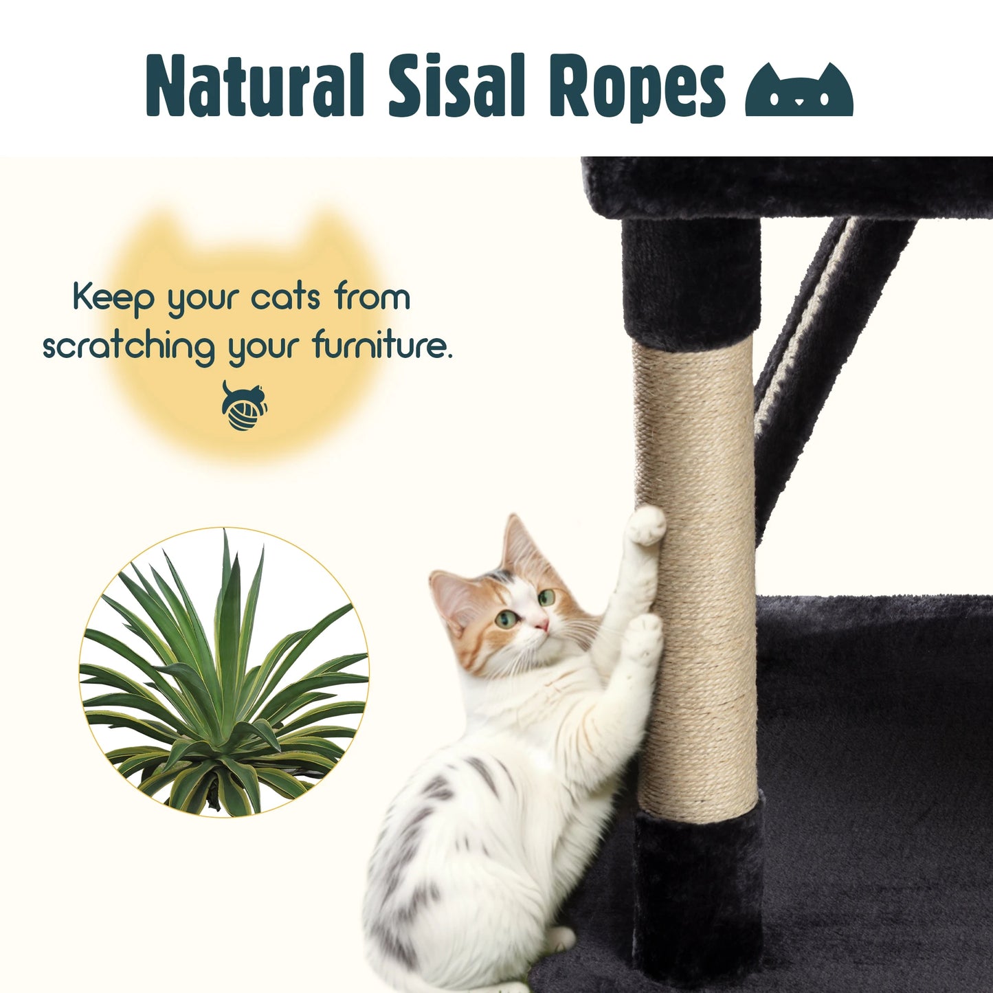 HOOMIC Cat Tree With Plush Perches And Condos Three Levels