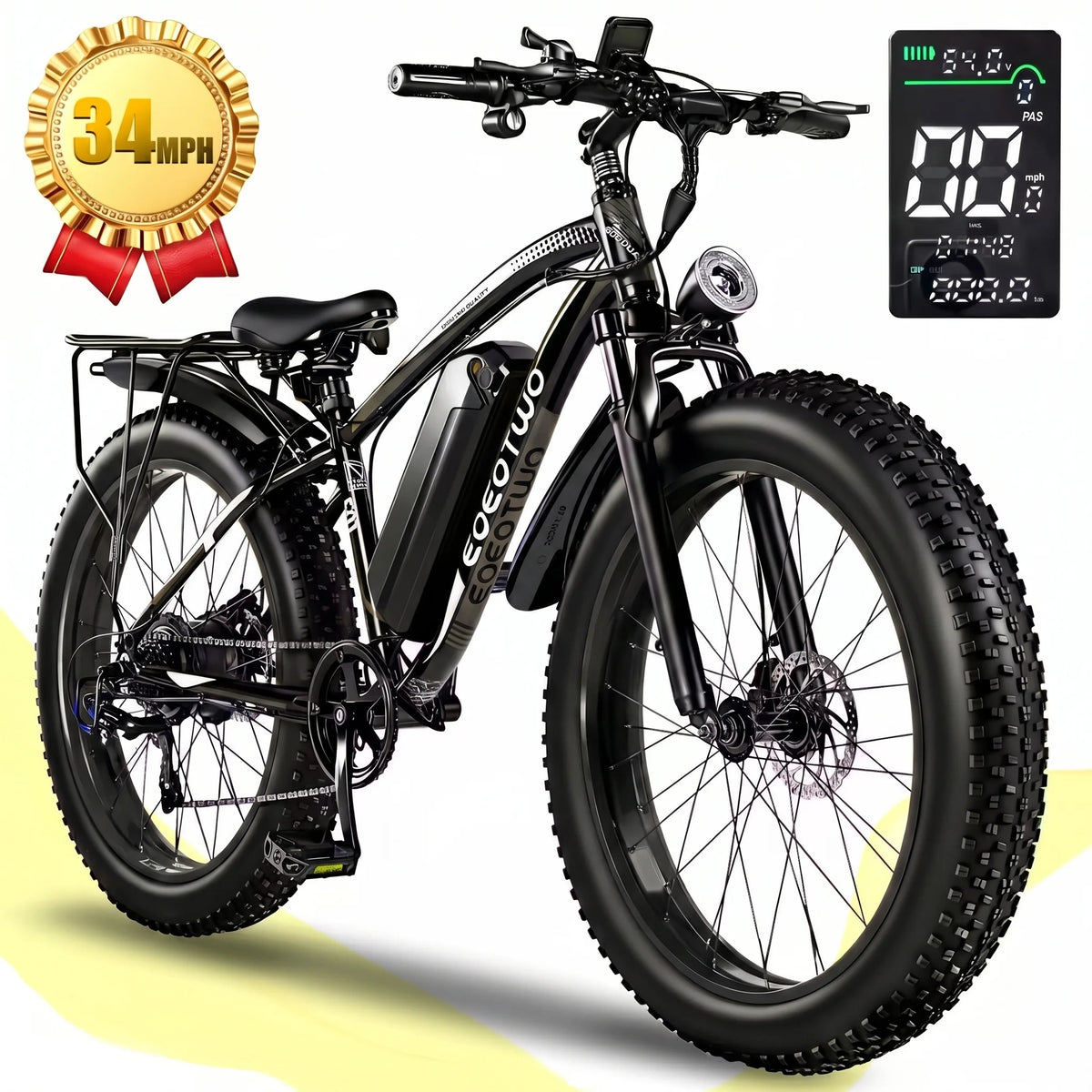 EOEOTWO 1500W Electric Fat Tire Bike 48V 15Ah Battery