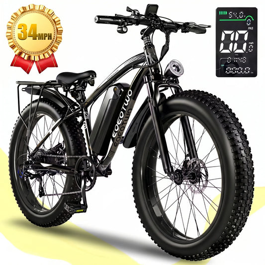 EOEOTWO 1500W Electric Fat Tire Bike With Long Range Battery