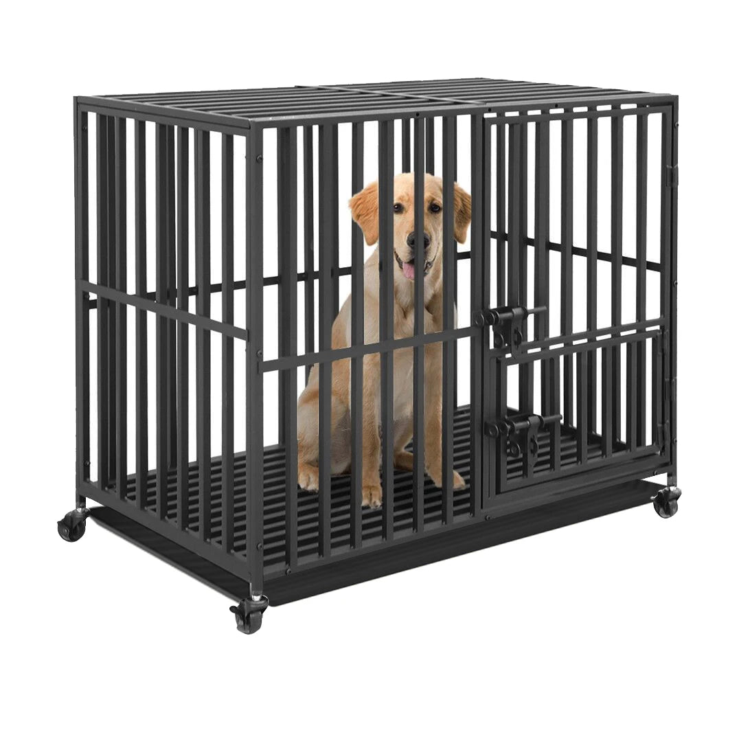 BINGOPAW Heavy Duty Dog Cage With Removable Tray And Wheels