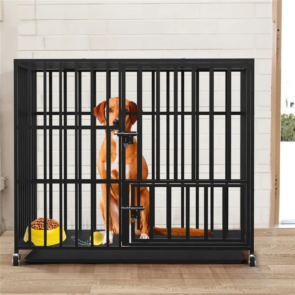 BINGOPAW Heavy Duty Dog Cage With Removable Tray And Wheels