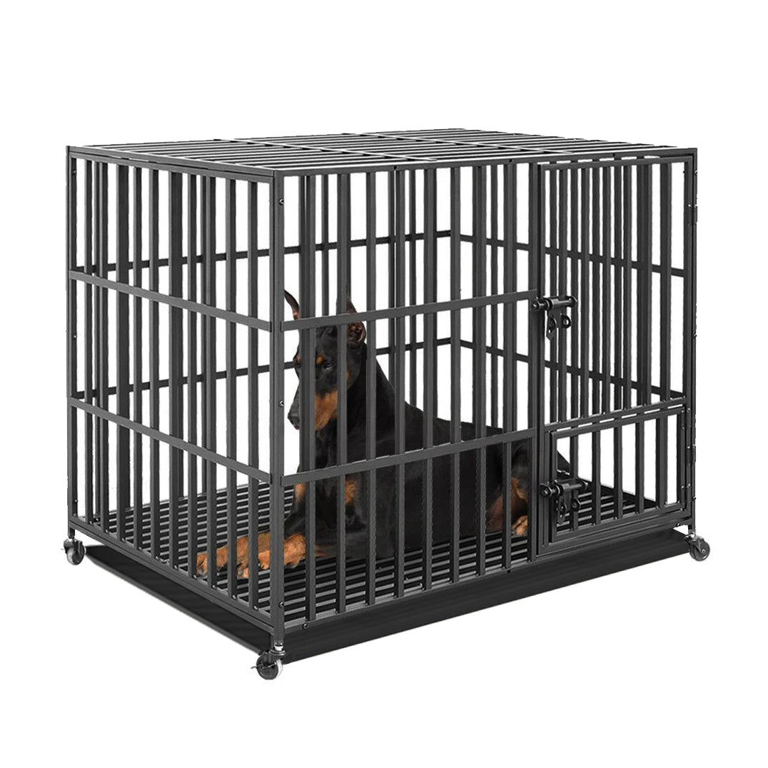 BINGOPAW Heavy Duty Dog Cage With Removable Tray And Wheels