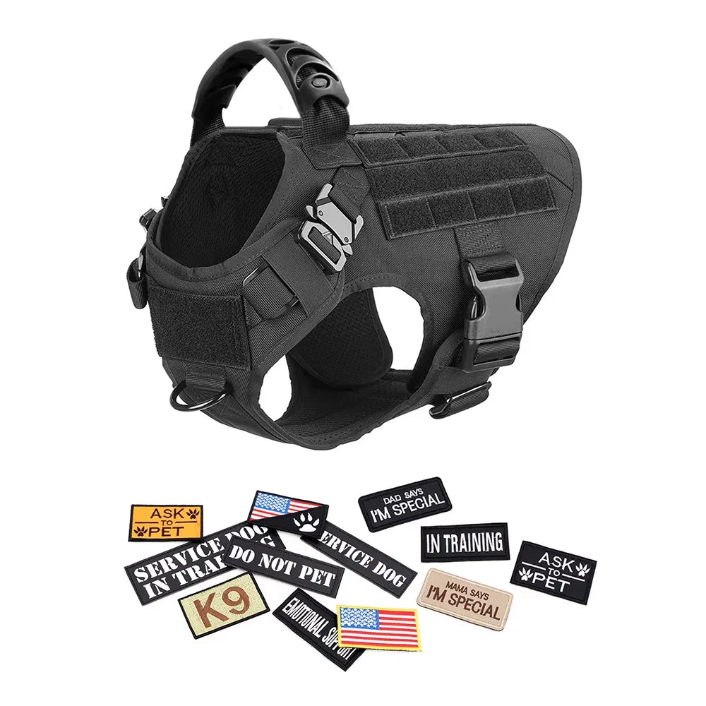 PetraVel Tactical Dog Harness Vest Set With Training Accessories