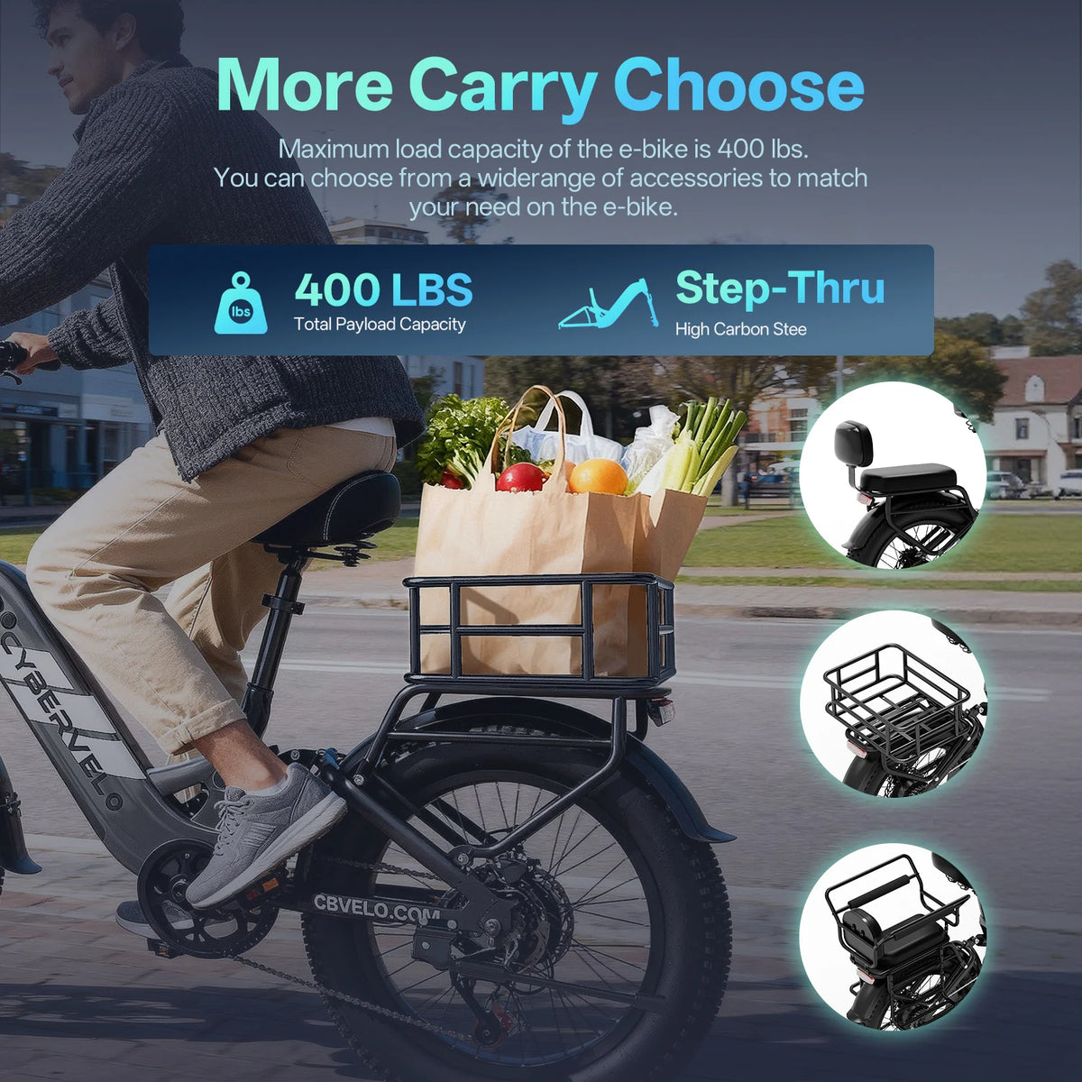 Cybervelo Electric Bike With Long Range Battery Pack