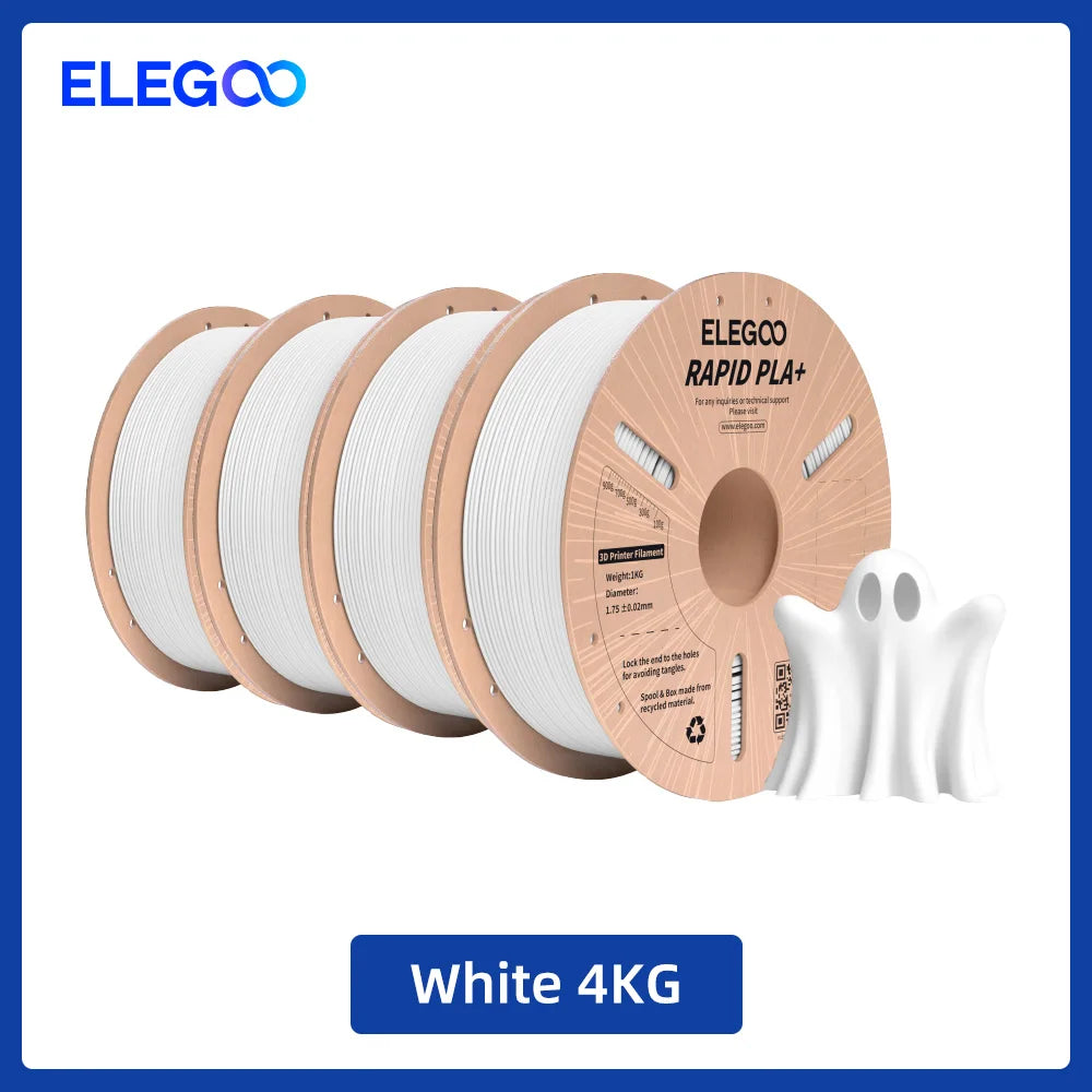 ELEGOO Rapid PLA Plus Filament 1.75mm, 3D Printer Filament for 30-600 MM/s High Speed Printing, 4 Pack 1kg Spool(2.2lbs)