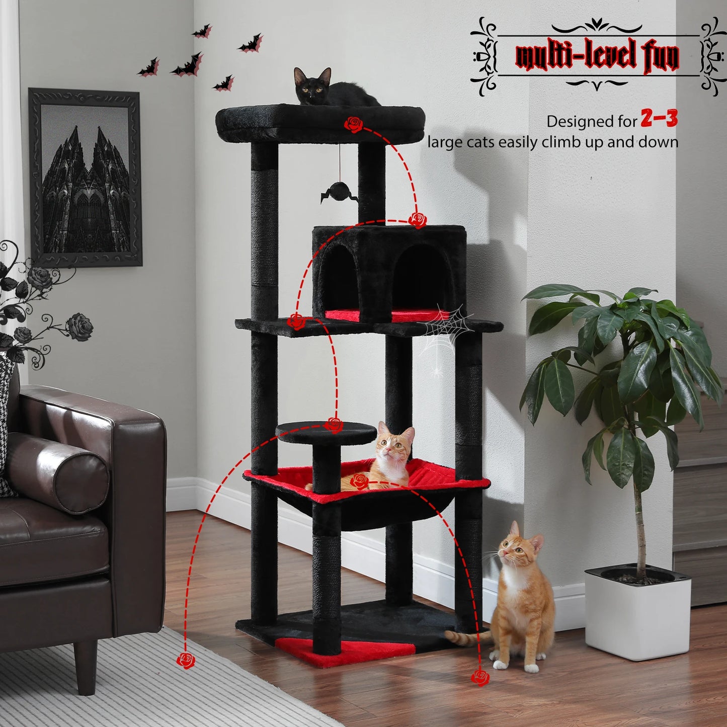 PAWZ Road Cat Tree Five Level Indoor Tower Hammock