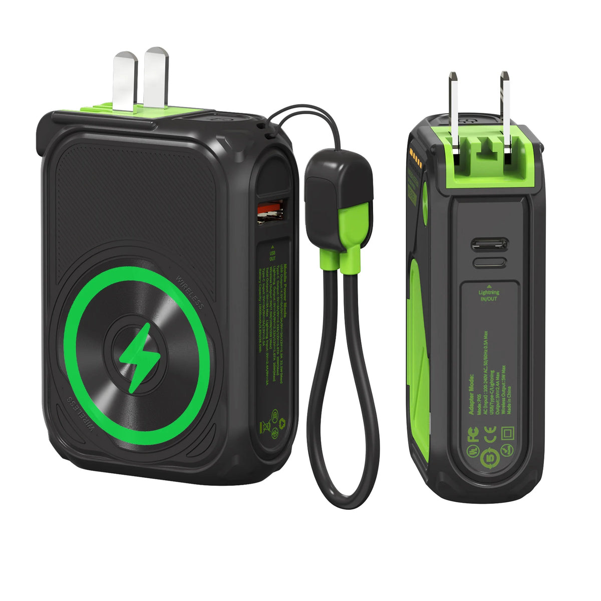 PRUNUS Magnetic Wireless Power Bank With Fast Charging Cables