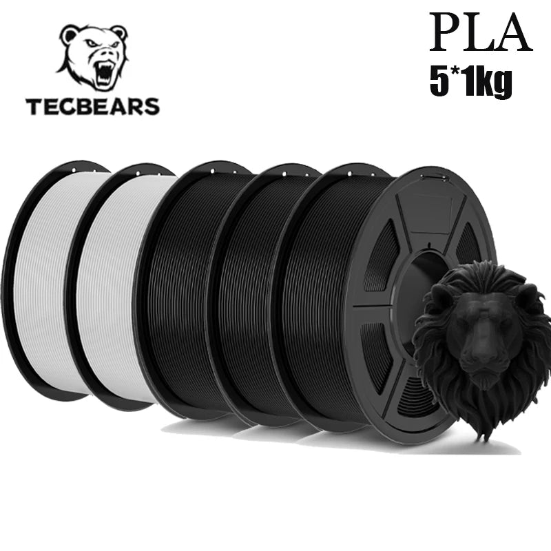 TECBEARS 3D Filament PLA/PETG/High Speed matte petg /abs/silk/HSMPLA/PLA Plus/pla 5kg 1.75mm 3D Printer Filament for 3D Printer