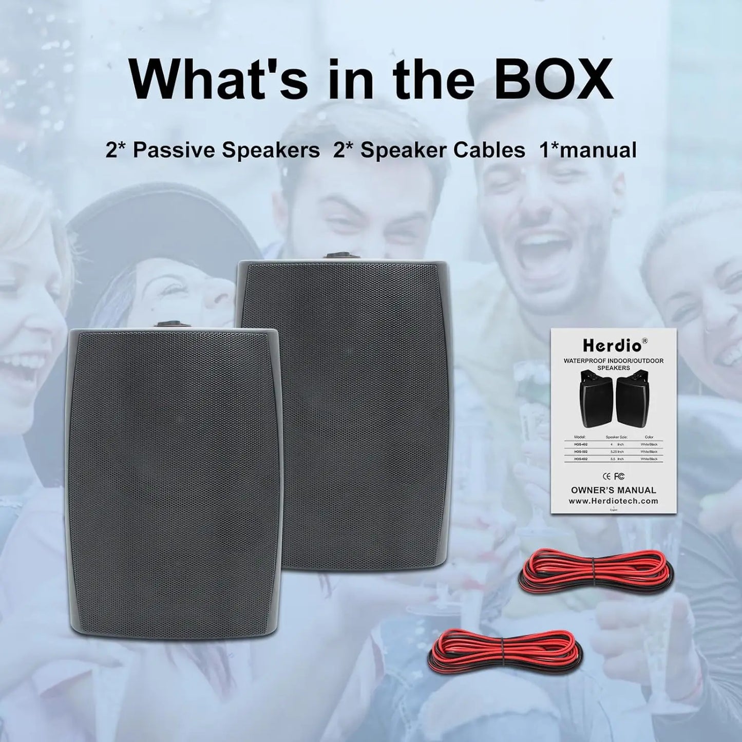 Herdio 2PCS 6.5'' 400W Passive Outdoor Speakers Wired Waterproof Wall Mount Speakers With Loud Volume Suitable For Patio Garden