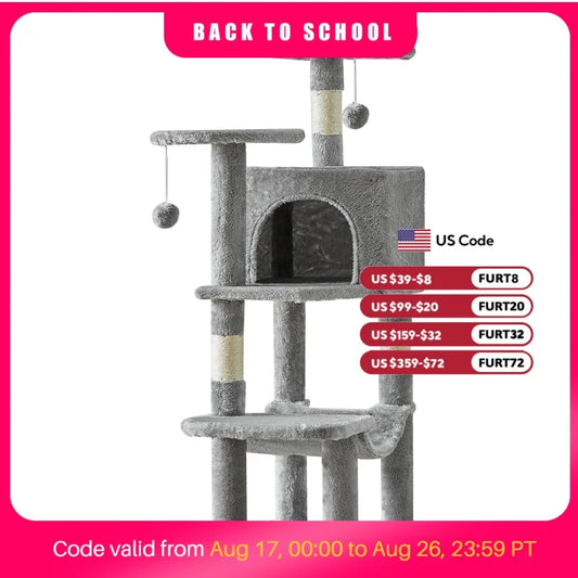 JHK Multi Level Cat Tree With Natural Sisal Scratching Posts