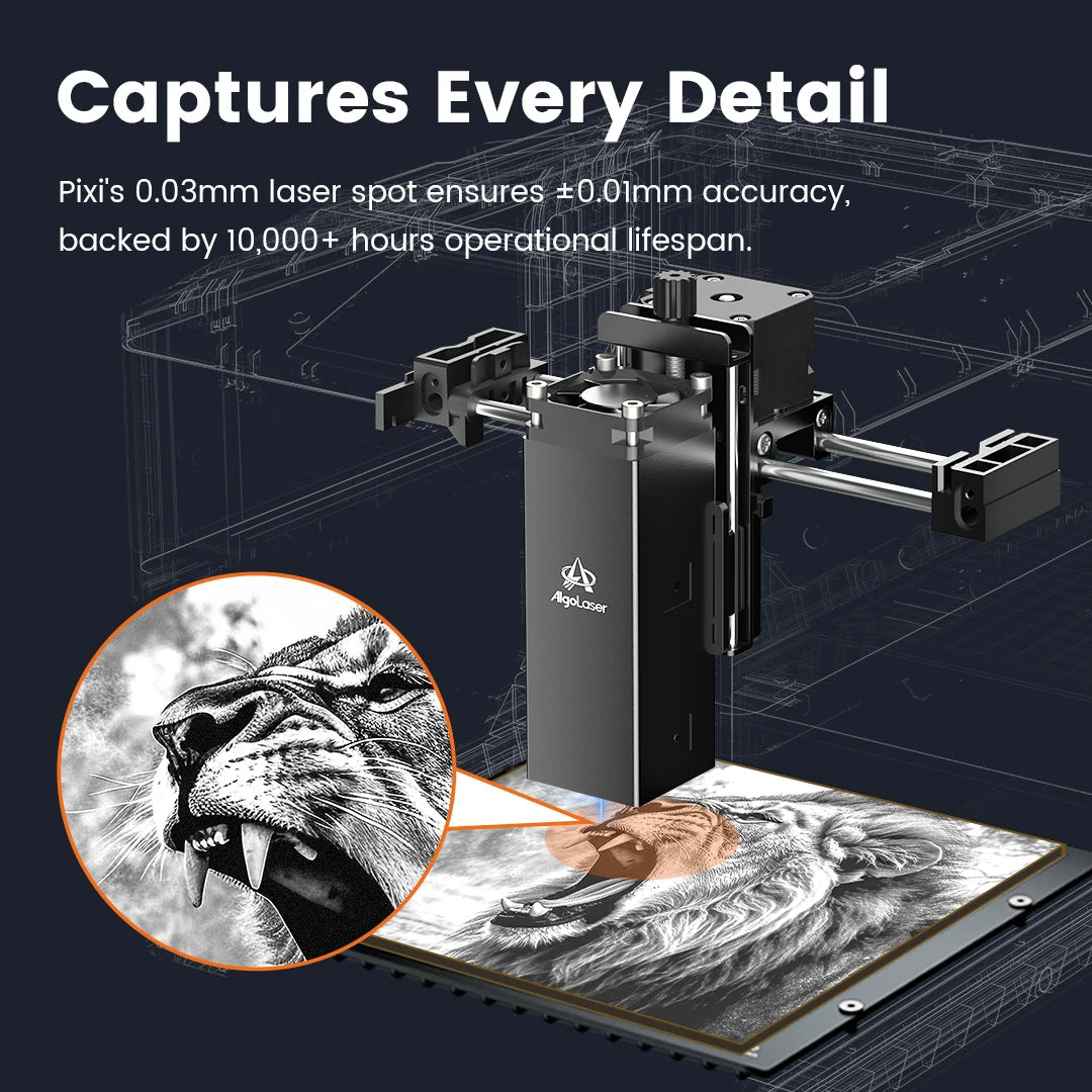 AlgoLaser PIXI Laser Engraver Portable 3 To 10W Power With 3.5 Inch Touch