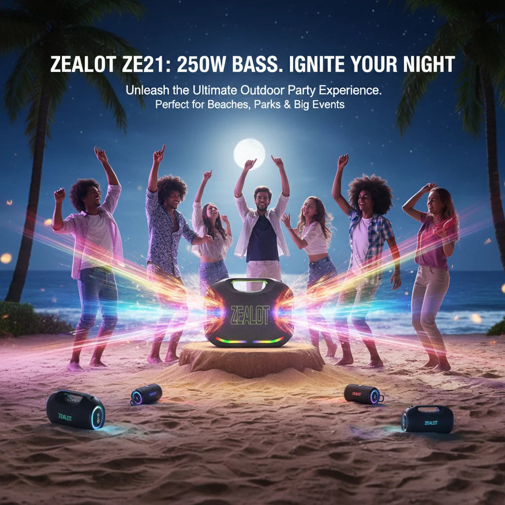 ZEALOT-ZE21 High-Power Wireless Speaker 400W Outdoor Portable Bluetooth Speaker 48000mAh Long-Lasting Battery with RGB Lights TWS Subwoofer High Volume Waterproof Bluetooth Speaker