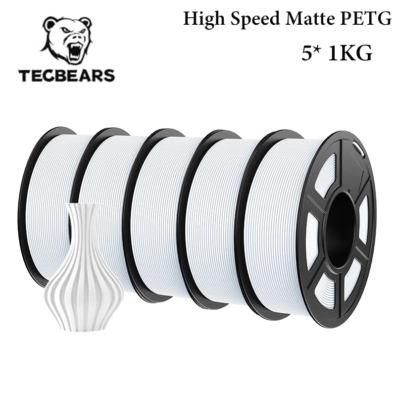 TECBEARS 3D Filament PLA/PETG/High Speed matte petg /abs/silk/HSMPLA/PLA Plus/pla 5kg 1.75mm 3D Printer Filament for 3D Printer