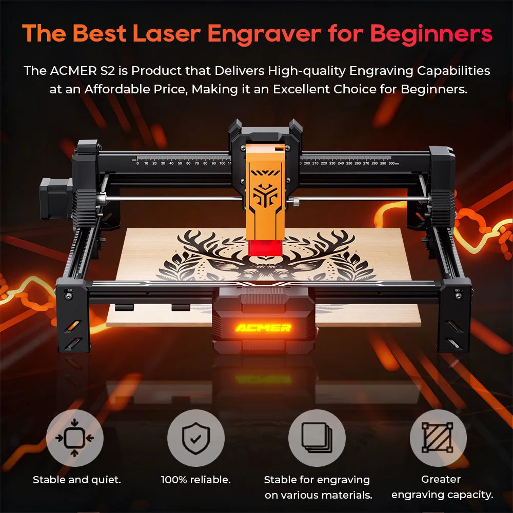 Acmer S2 Laser Engraver Cnc Cutting Machine Wood Leather