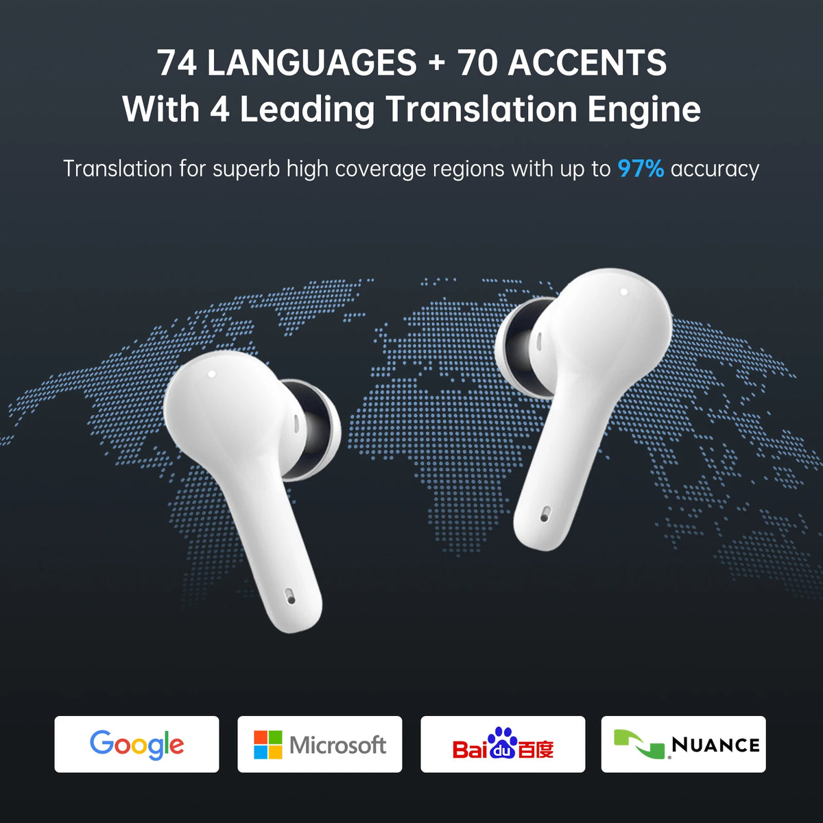 Wooask M6 Bidirectional Translator Earbuds Supporting 144 Languages