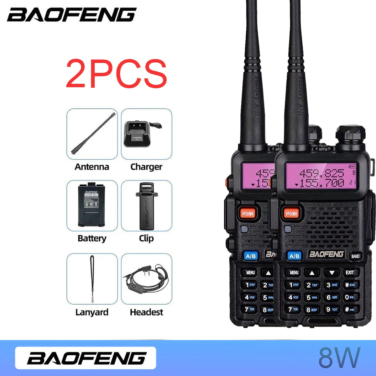 Baofeng Dual Band Handheld Two Way Radio High Power Transceiver