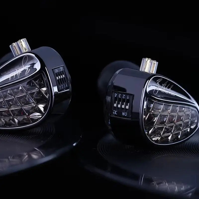 KZ ZA12 in Ear Monitor 2DD 4BA Hybrid Wired Earbuds Gaming IEM Earphones Silver Plated Detachable 2 Pin Cable Matte Black HiFi Headphones for Audiophile Music Enthusiasts