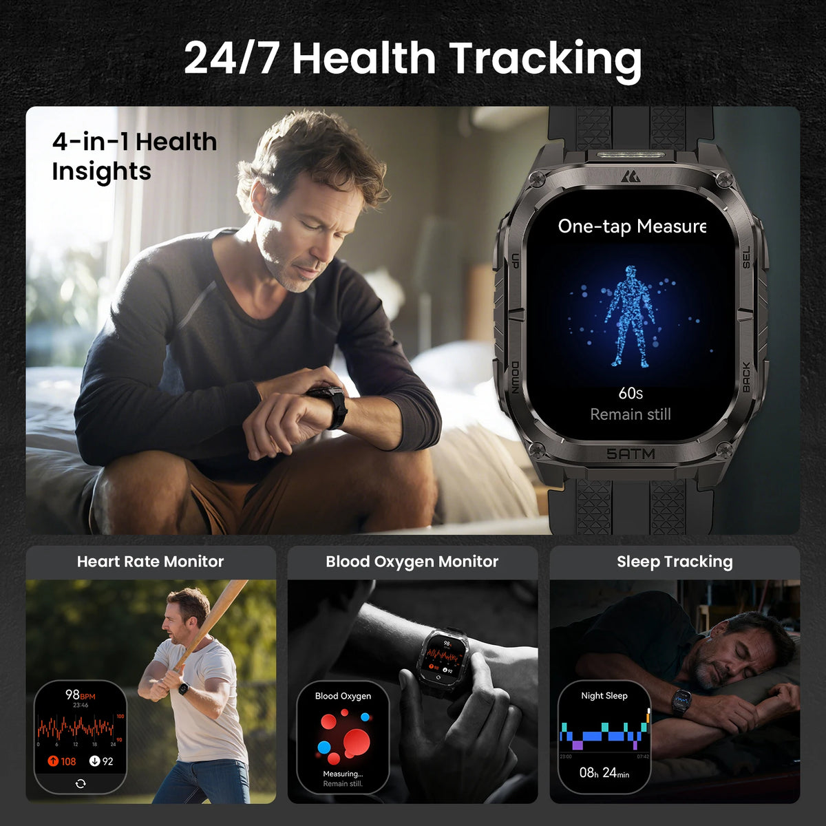 KOSPET Tank M4C Advanced GPS Smartwatch With Flashlight And Health