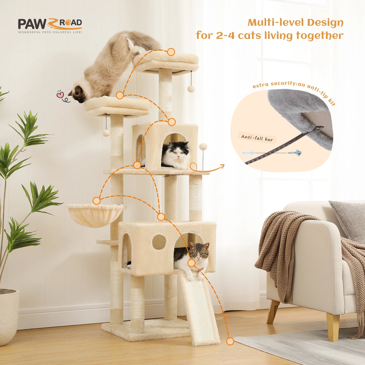 PEQULTICN Large Cat Tree Indoor Multi Level Tower Premium Quality
