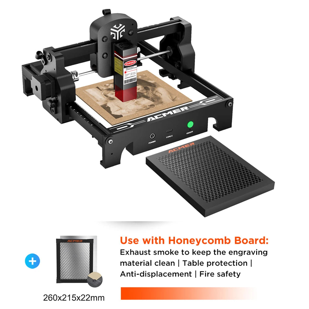 Acmer S1 High Precision Laser Engraver For Wood Glass Projects