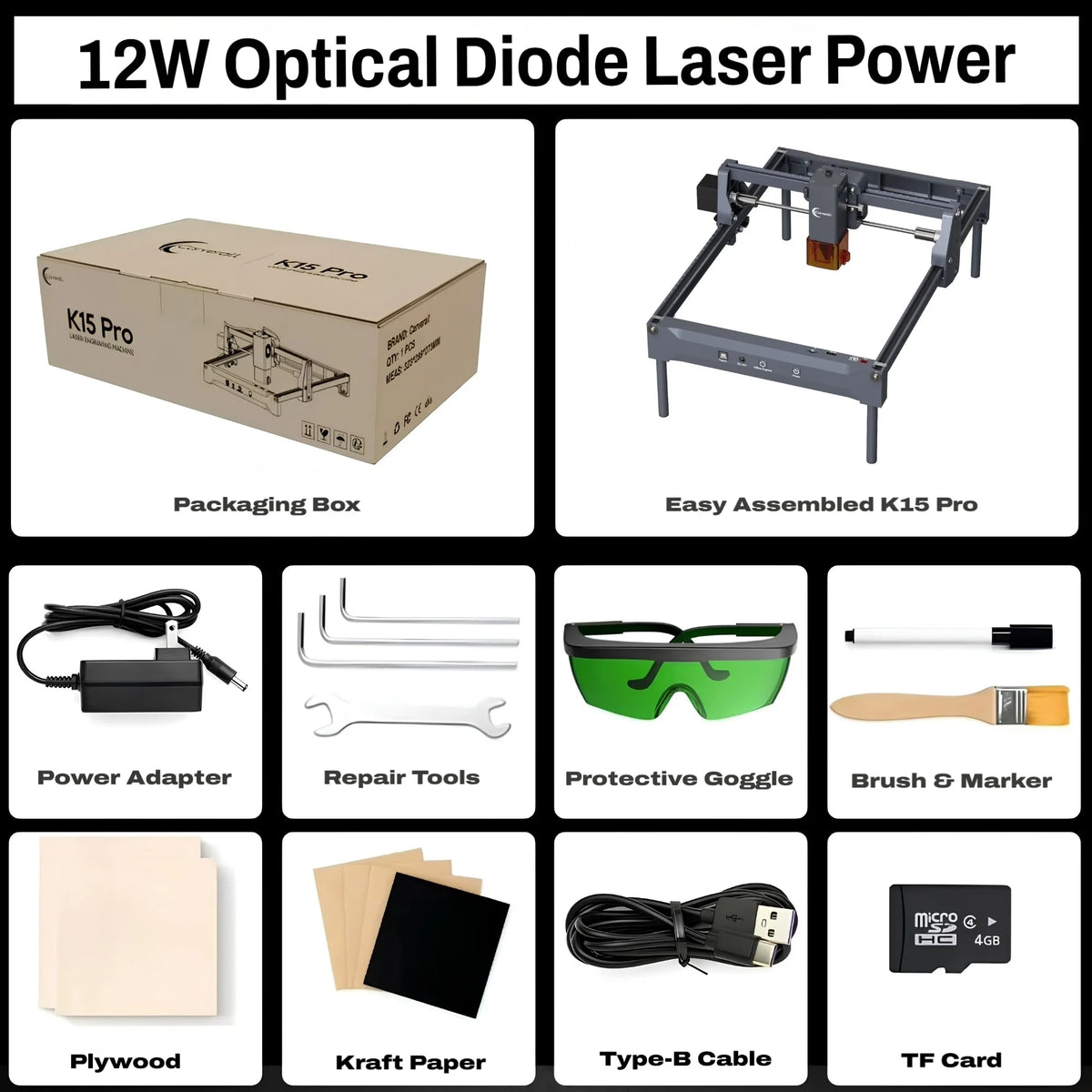 Carverall 12W Laser Engraver And Cutter For Wood And Leather