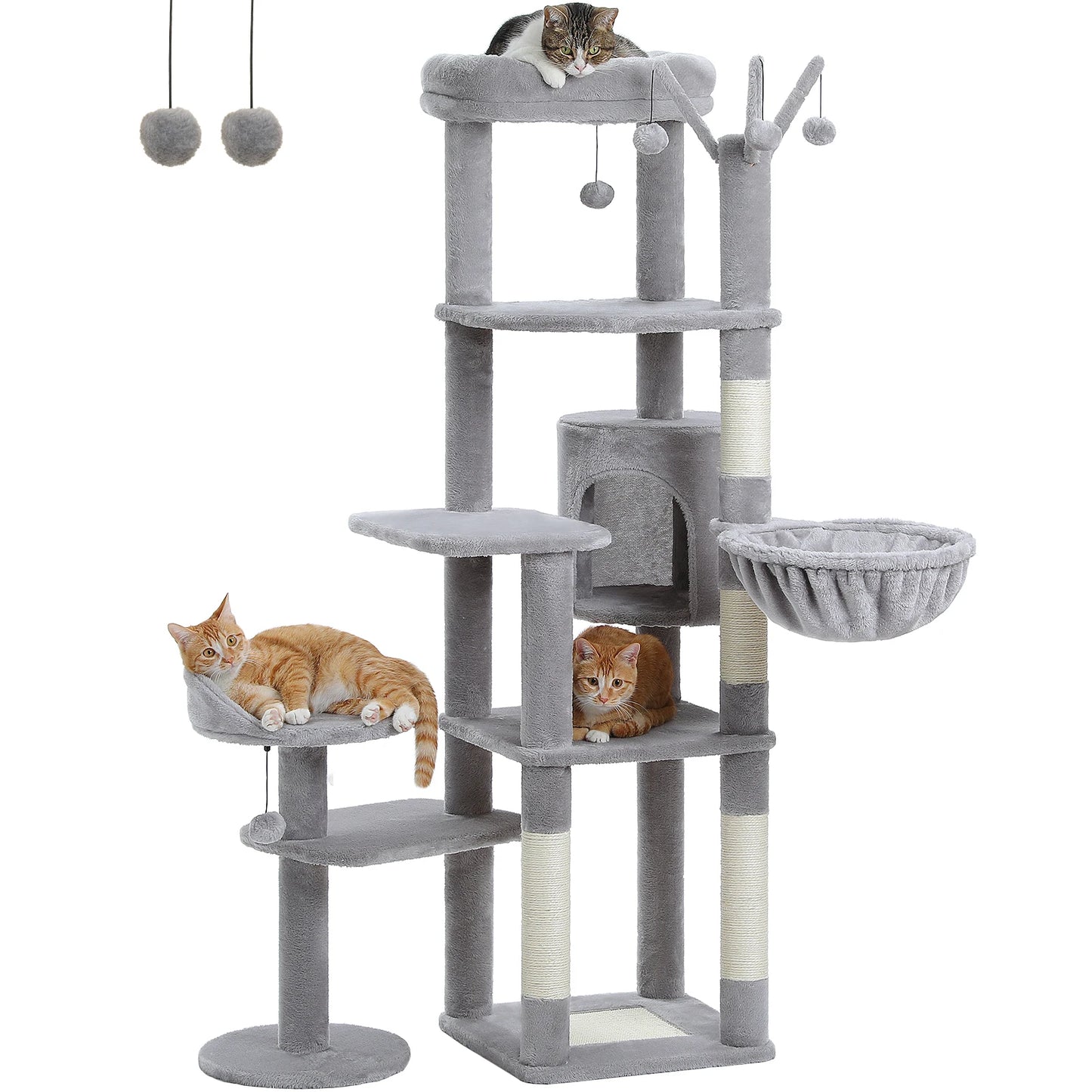PEQULTICN Multi Level Cat Tree with Scratching Posts and Hammock
