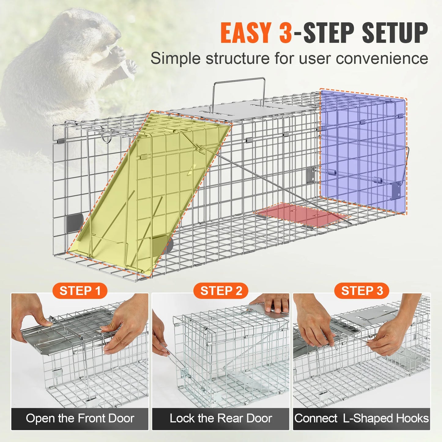 SucceBuy Live Animal Cage Trap Folding With Handle