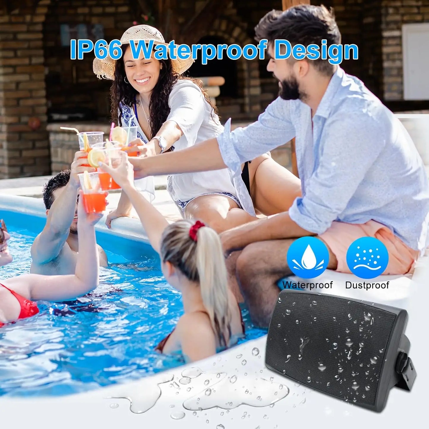 Herdio 2PCS 6.5'' 400W Passive Outdoor Speakers Wired Waterproof Wall Mount Speakers With Loud Volume Suitable For Patio Garden