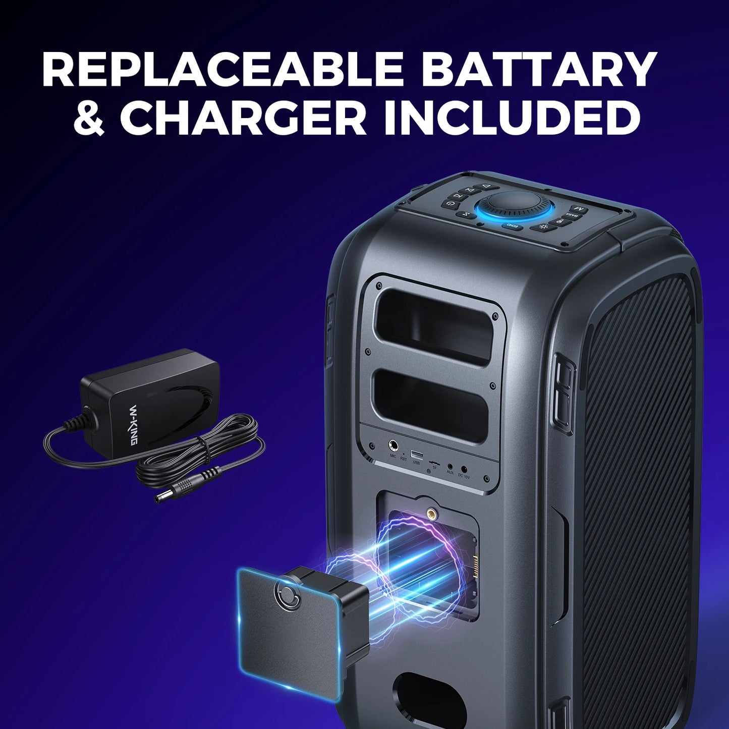 W-King 250W Peak Bluetooth Party Speaker With 120dB Bass