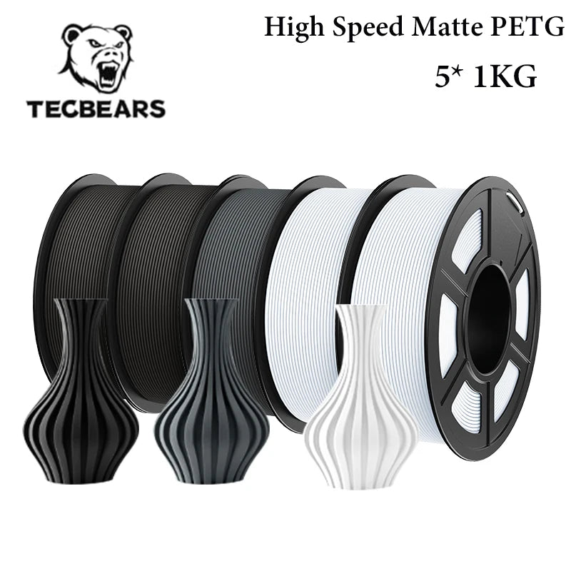TECBEARS 3D Filament PLA/PETG/High Speed matte petg /abs/silk/HSMPLA/PLA Plus/pla 5kg 1.75mm 3D Printer Filament for 3D Printer