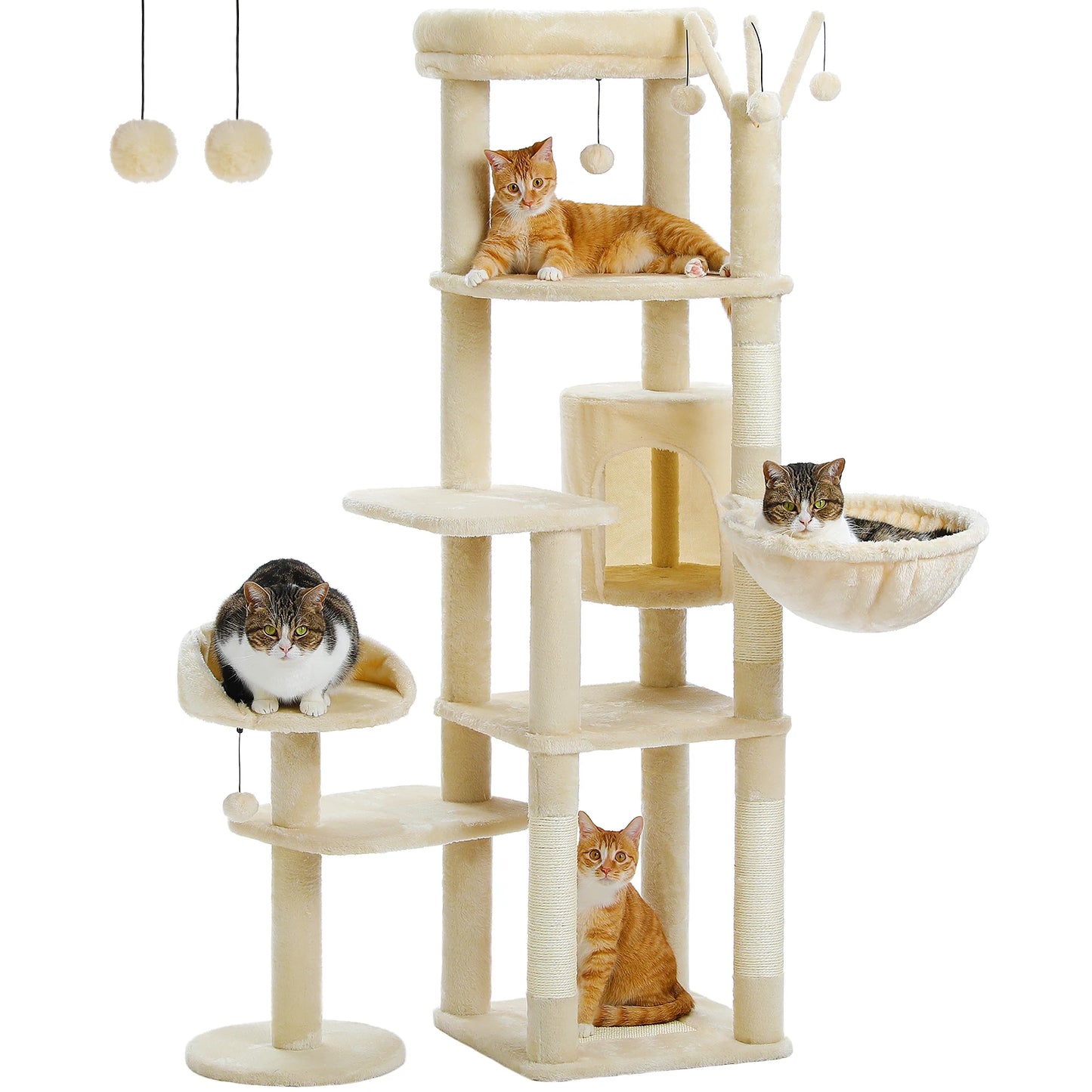 PEQULTICN Multi Level Cat Tree with Scratching Posts and Hammock