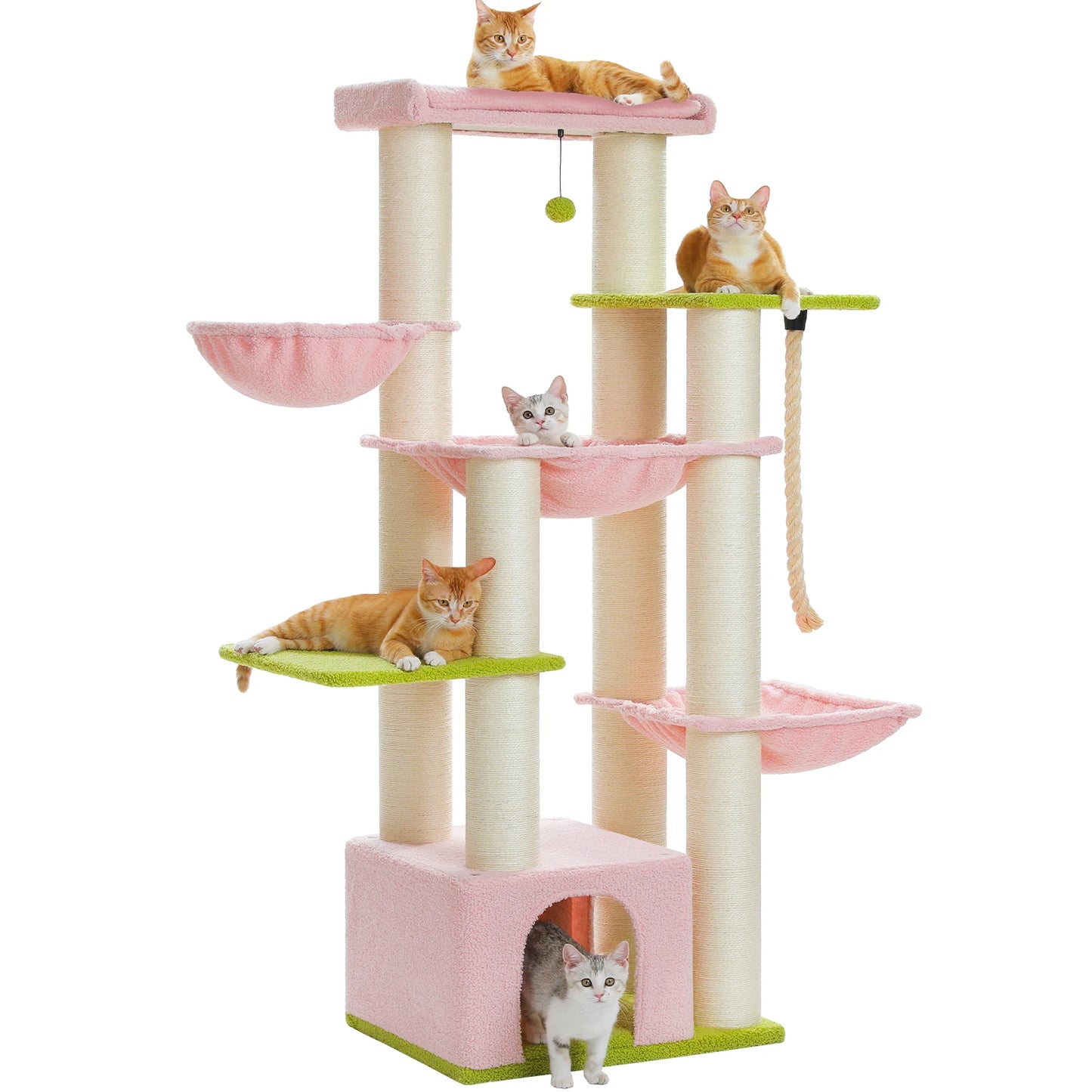 PEQULTICN Multi Level Cat Tree With Scratching Posts Cozy Condo