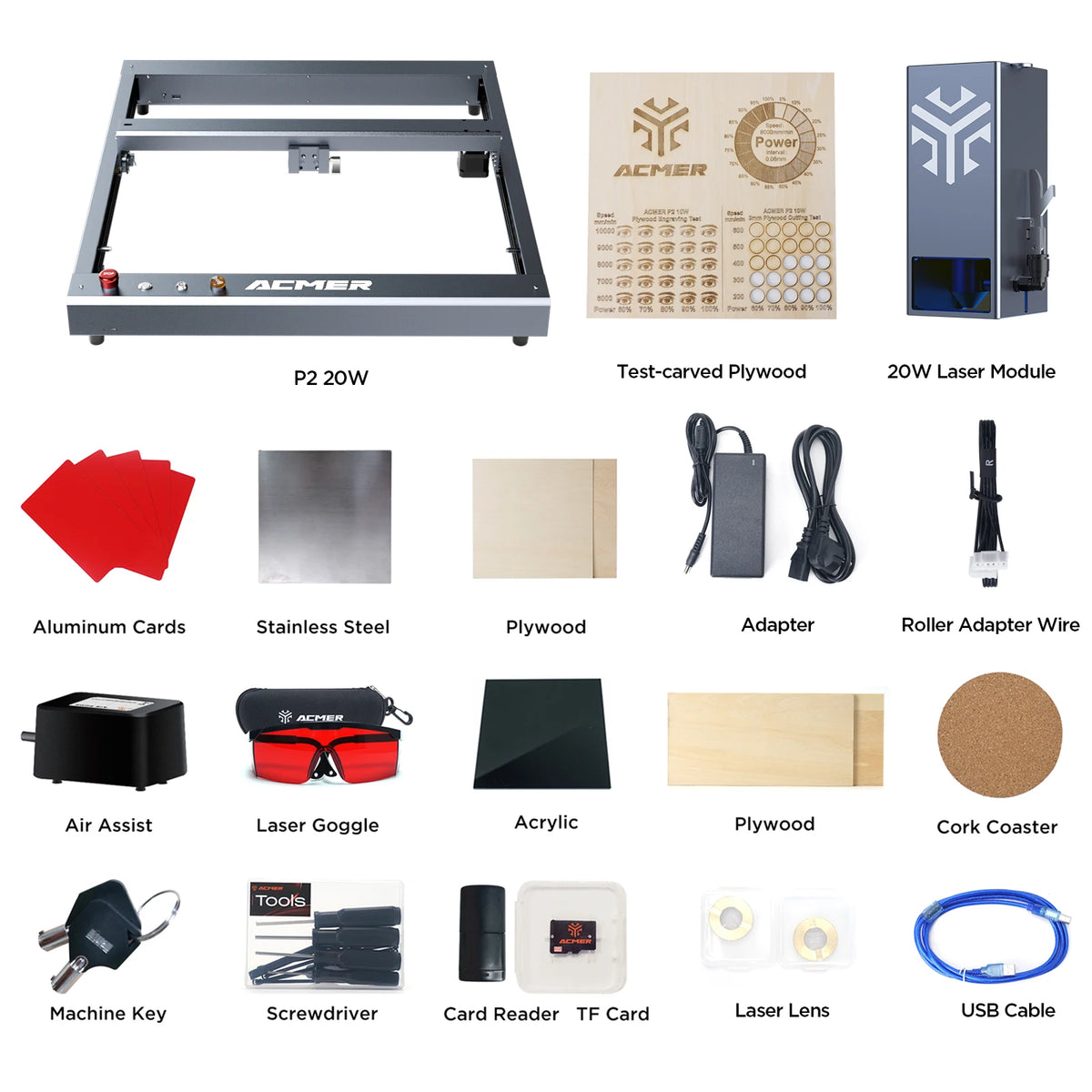 ACMER P2 20W Laser Engraver Cutting Machine With Air Assist