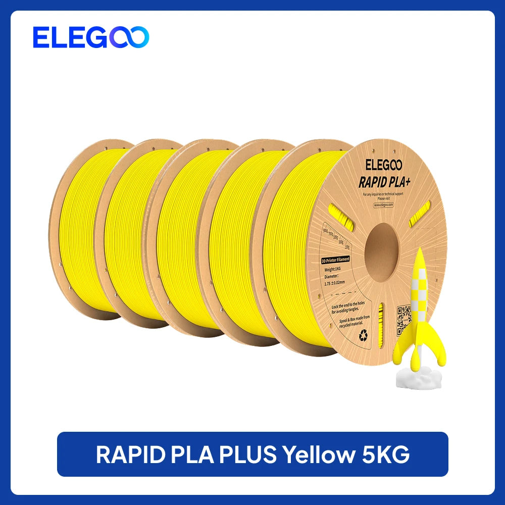 ELEGOO Rapid PLA Plus Filament 1.75mm, 3D Printer Filament for 30-600 MM/s High Speed Printing, 4 Pack 1kg Spool(2.2lbs)